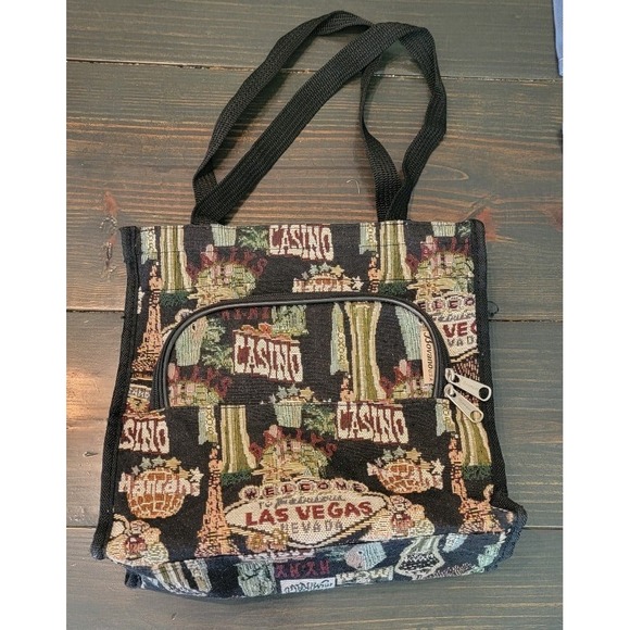 Unique Vintage Handbags - Vintage (c. 2000s) Bovano USA Co. Las Vegas‎ Canvas Tapestry Travel Tote Bag